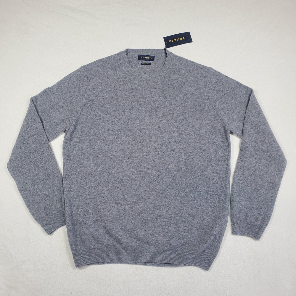 PIOMBO 100%‎ Lambswool Sweater Mens XL Gray Lightweight Knit Quiet Luxury  New - Picture 2 of 9